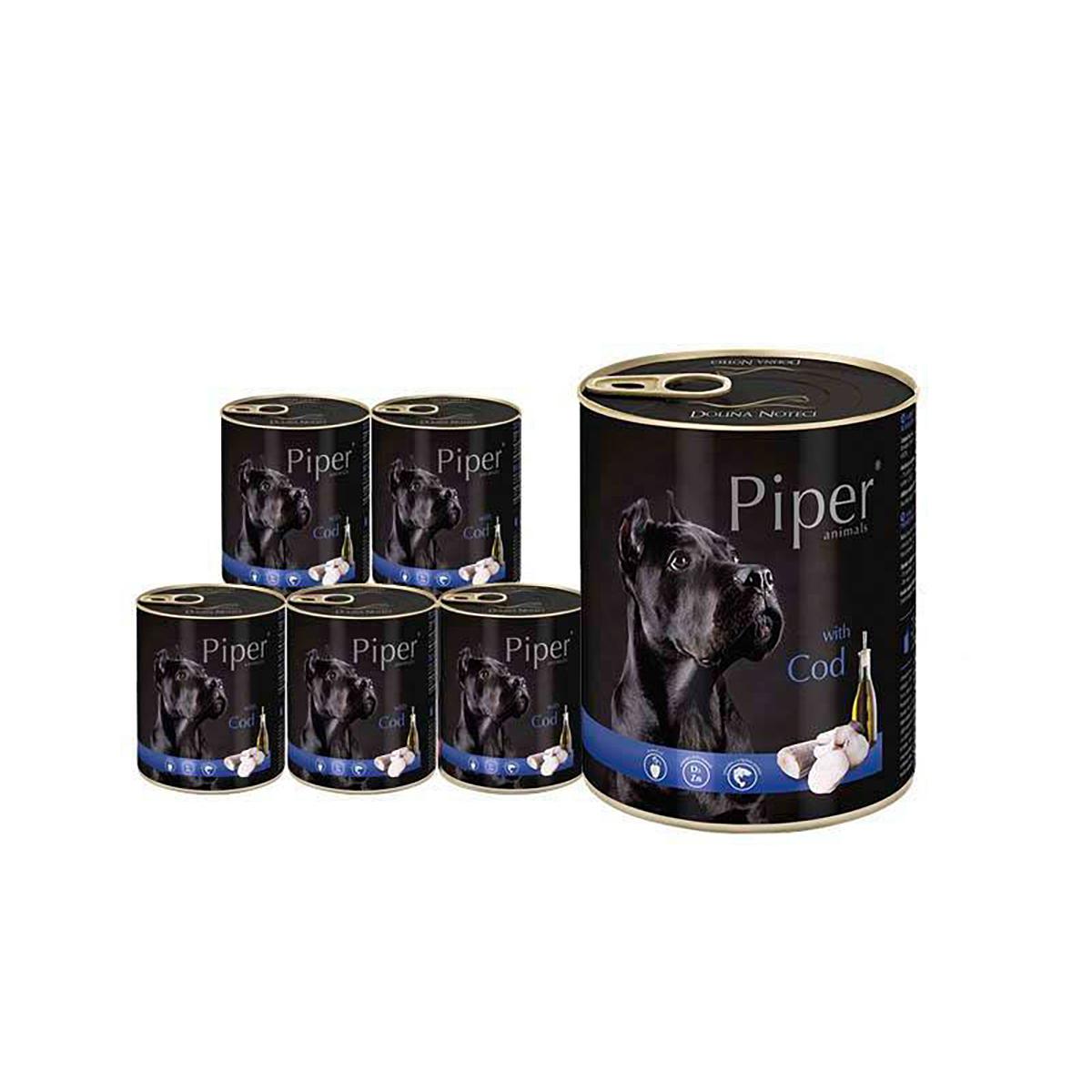 Mokra karma dla psa Piper z dorszem 800 g zestaw w puszkach 6 x 800 g