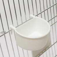 Pojemnik dla ptaków egzotycznych na pokarm i wodę zawieszany biały