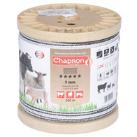 Taśma biało-czarna 9 mm do pastucha miedziane przewodniki MIXED WIRES 200 m