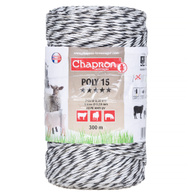 Plecionka biało-czarna do pastucha miedziane przewodniki POLY15 300 m