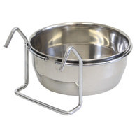 Miska dla królików ze stali nierdzewnej 300 ml na stelażu z uchwytem