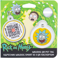 Adresówka dla psa metalowa z QR paszportem motyw Rick and Morty 30 mm