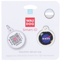 Adresówka dla psa metalowa z QR paszportem motyw NASA 25 mm