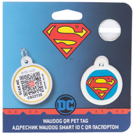 Adresówka dla psa metalowa z QR paszportem motyw SUPERMAN