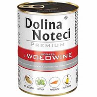 Mokra karma dla psa Dolina Noteci z wołowiną zestaw w puszkach 6 x 400 g