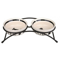 Miski ceramiczne na stojaku dla psów 2 x 0,25 l