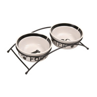 Miski ceramiczne na stojaku dla psów 2 x 0,6l