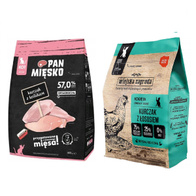 Sucha karma dla kociąt bez zbóż Wiejska Zagroda Pan Mięsko mix smaków 2 x 400 g