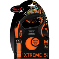 Smycz FLEXI dla psa do 35 kg Xtreme M taśma 5 m pomarańczowa