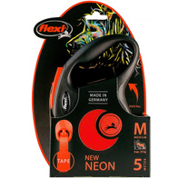 Smycz FLEXI dla psa do 25 kg New Neon M taśma 5 m pomarańczowa