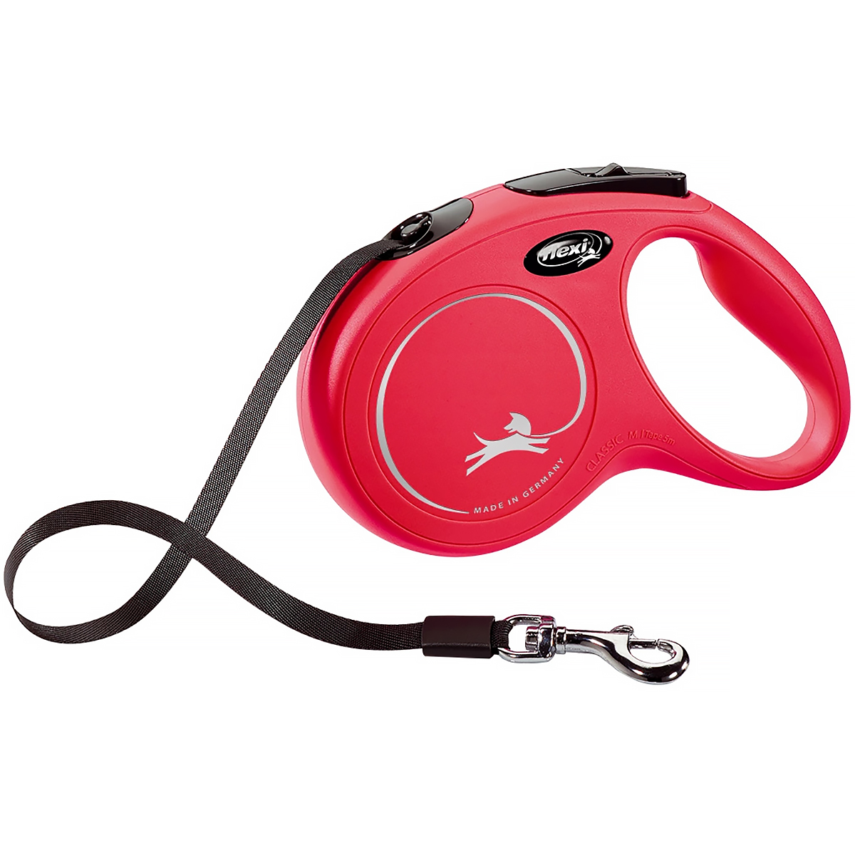 Smycz FLEXI dla psa do 25 kg New Classic M taśma 5 m czerwona