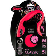Smycz FLEXI dla psa do 25 kg New Classic M taśma 5 m czerwona