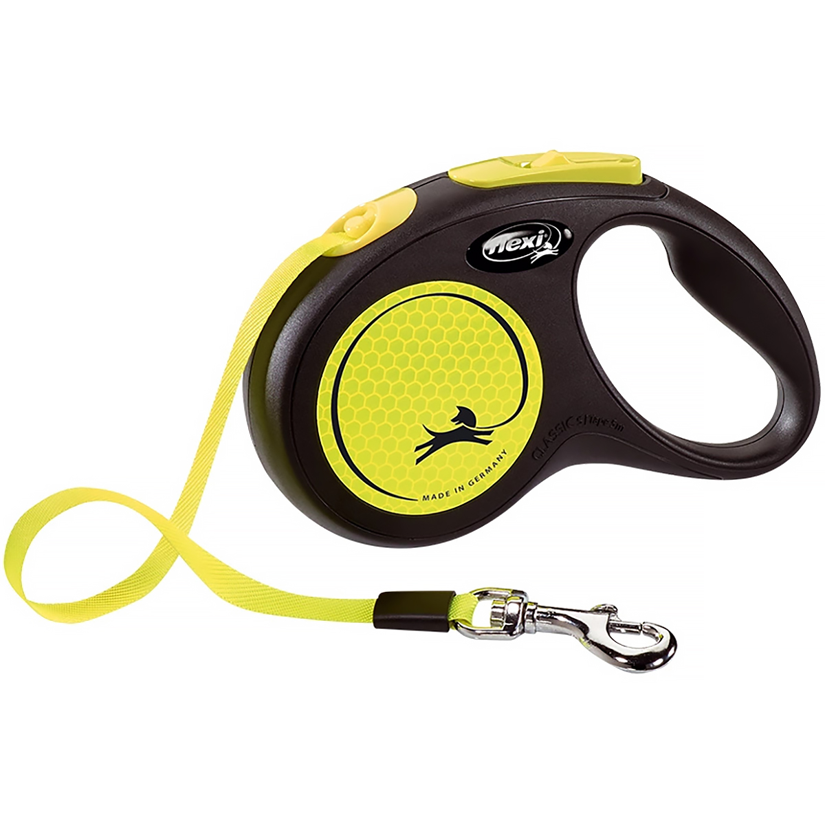 Smycz FLEXI dla psa do 15 kg New Neon S taśma 5 m żółta
