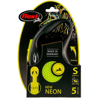 Smycz FLEXI dla psa do 15 kg New Neon S taśma 5 m żółta