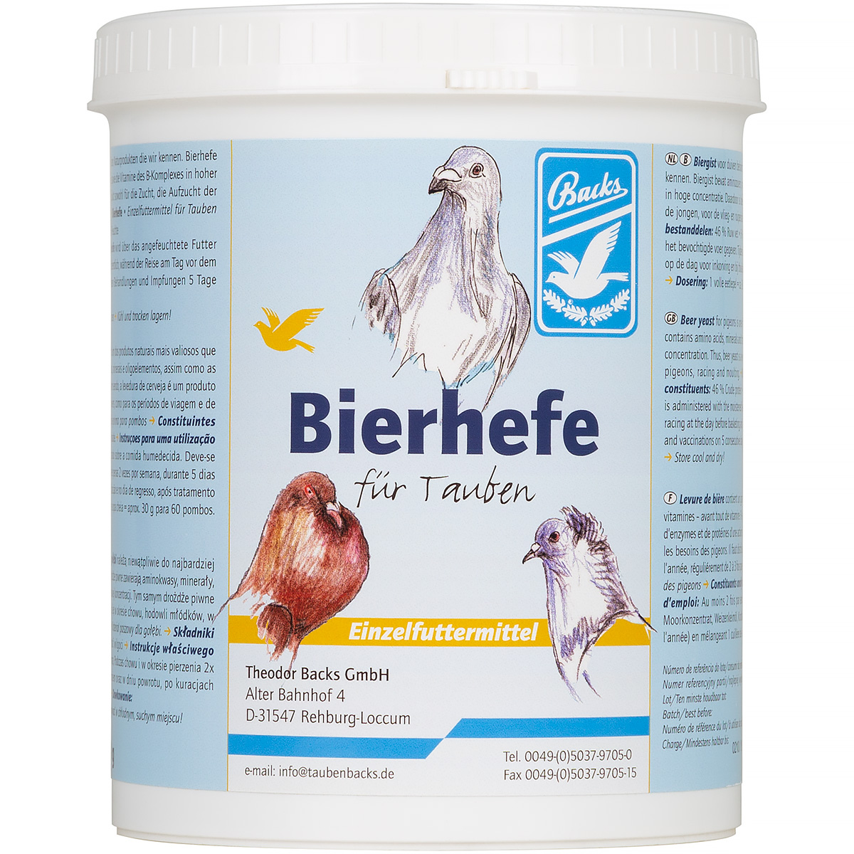 Drożdże piwne dla gołębi Backs Bierhefe 800 g 