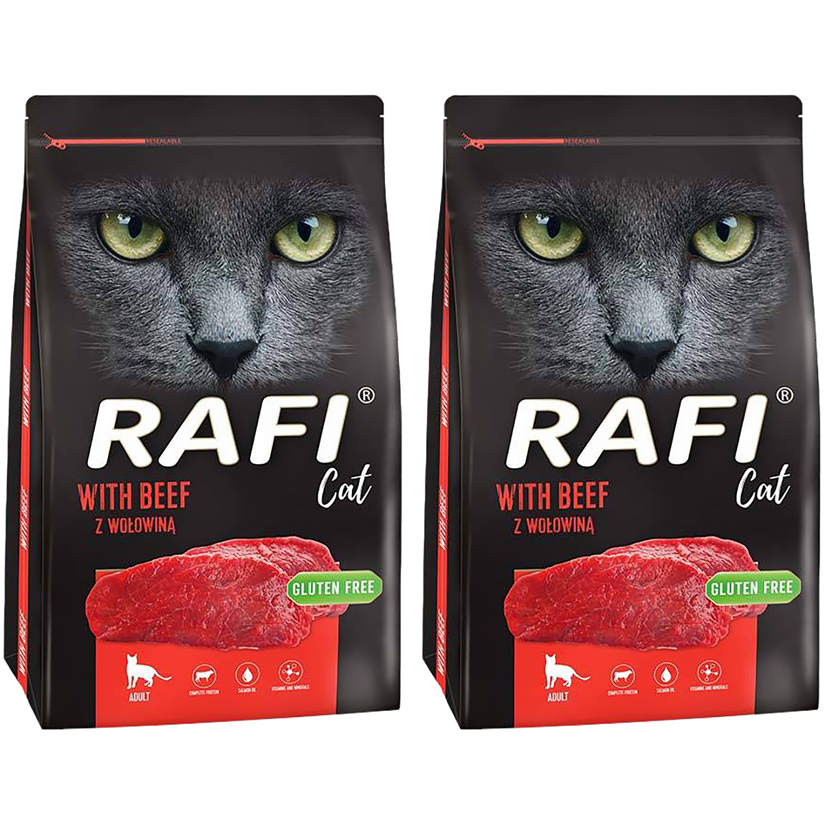 Sucha karma dla kota bez zbóż Rafi Cat z wołowiną 2 x 7 kg
