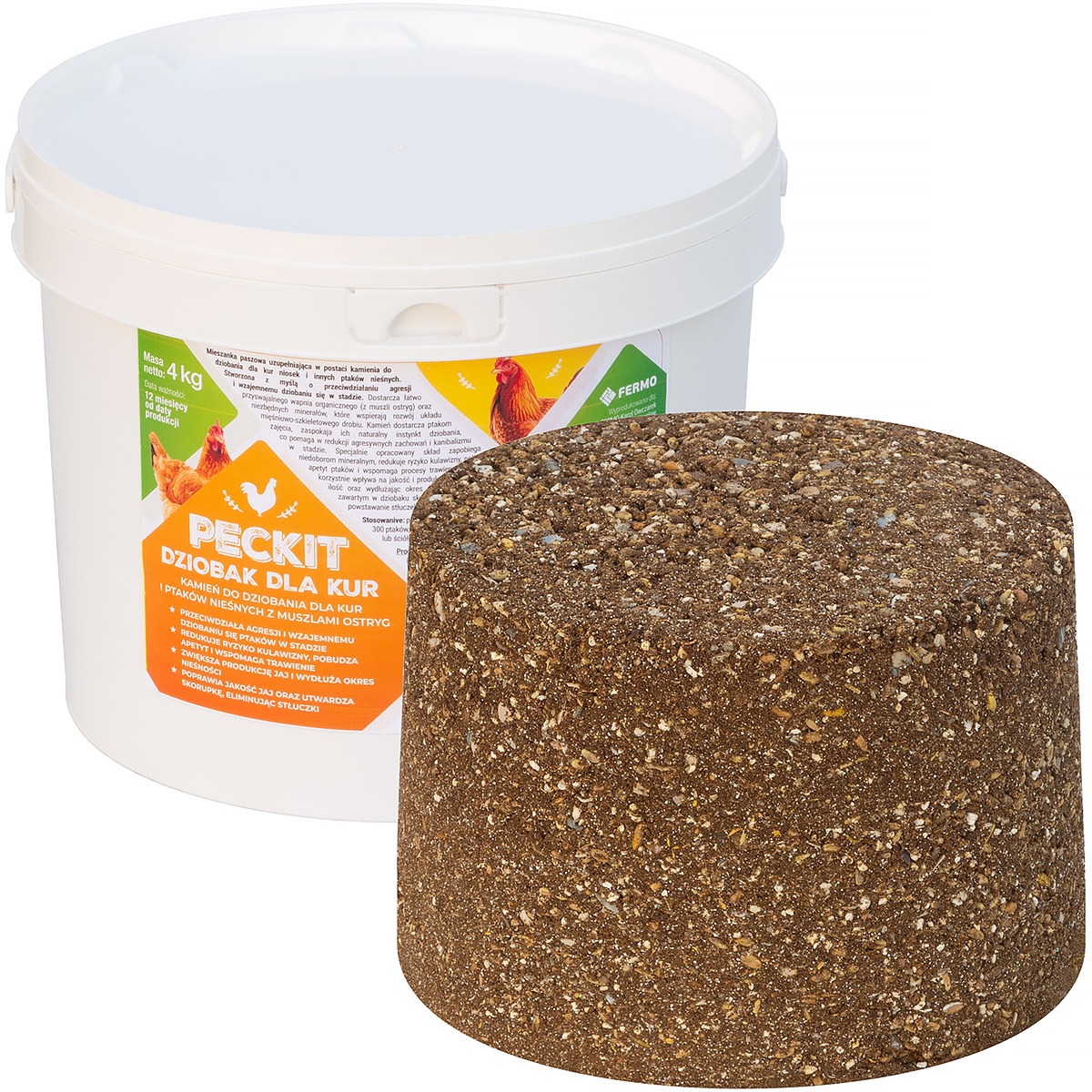 Dziobak dla kur kamień do dziobania z minerałami, wapniem i witaminami PECKIT 4 kg 