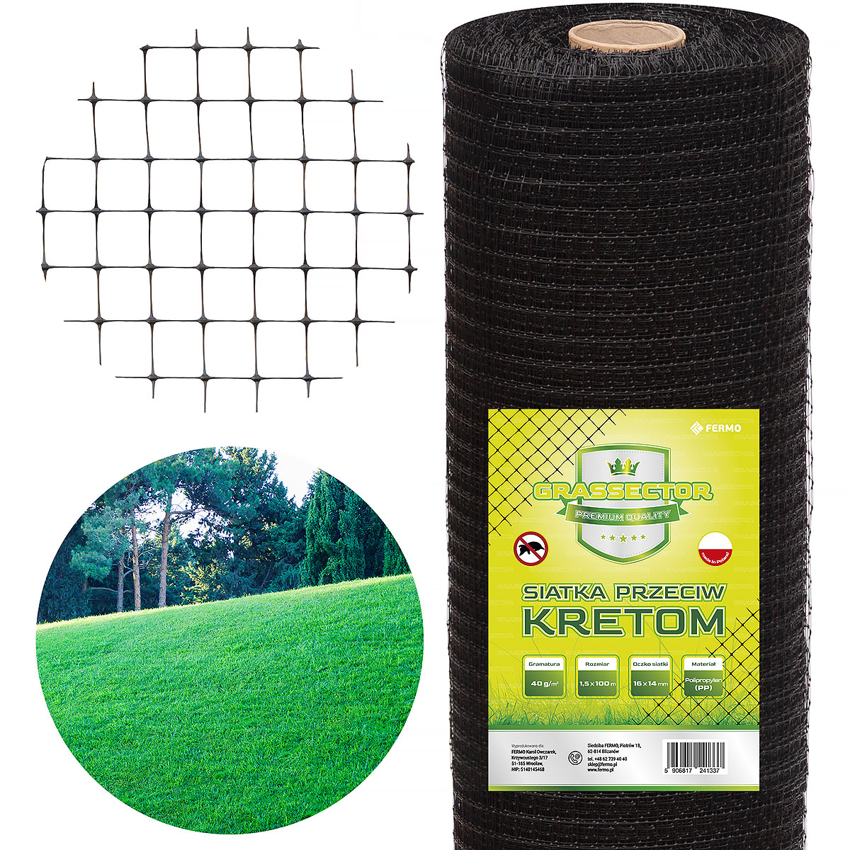 Siatka na krety GRASSECTOR Premium 40 g/m2 rolka 1,5 x 100 m