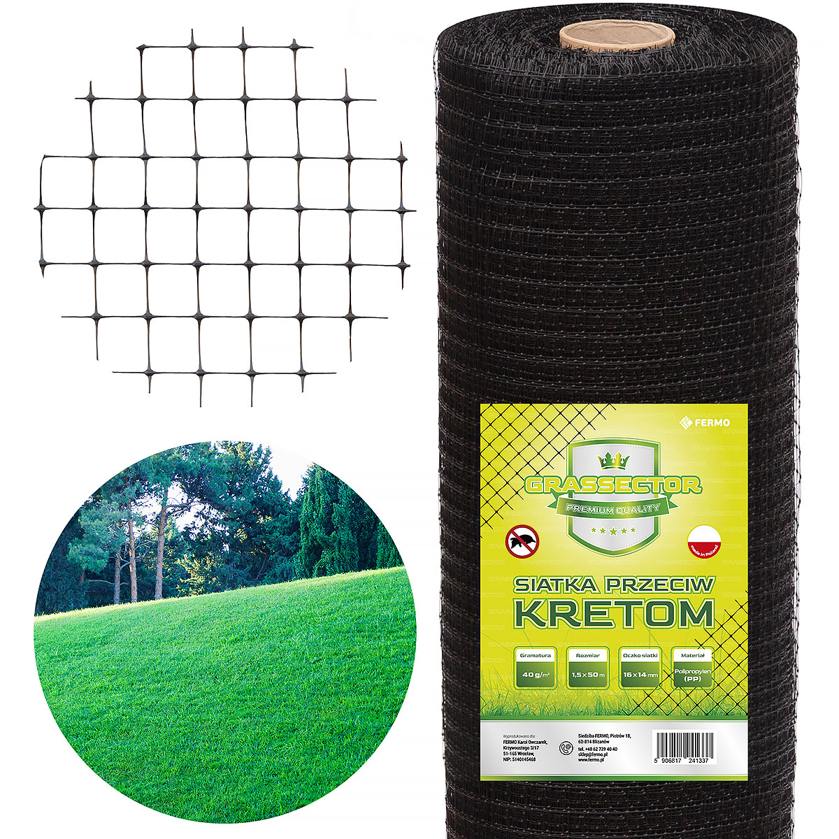 Siatka na krety GRASSECTOR Premium 40 g/m2 rolka 1,5 x 50 m