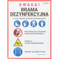Tablica ostrzegawcza do bramy dezynfekcyjnej