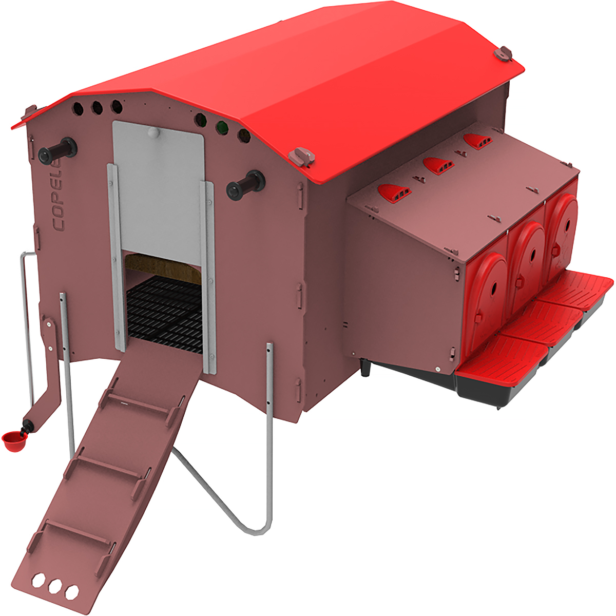Kurnik na 10 kur mobilny z systemem pojenia i gniazdami RED ROOF duży dla 10-20 szt.