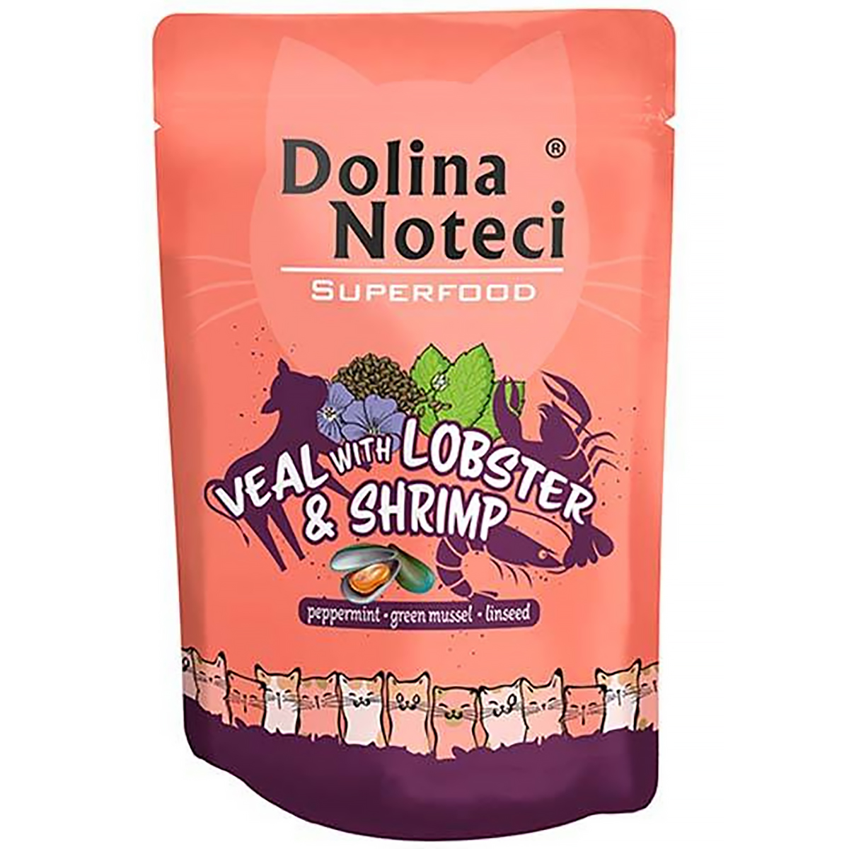 Mokra karma dla kota Dolina Noteci Superfood cielęcina z homarem i krewetkami 85 g