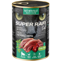 Mokra karma dla kotów po sterylizacji Super Rafi Cat z perliczką i sercami z kaczki 12 x 400 g