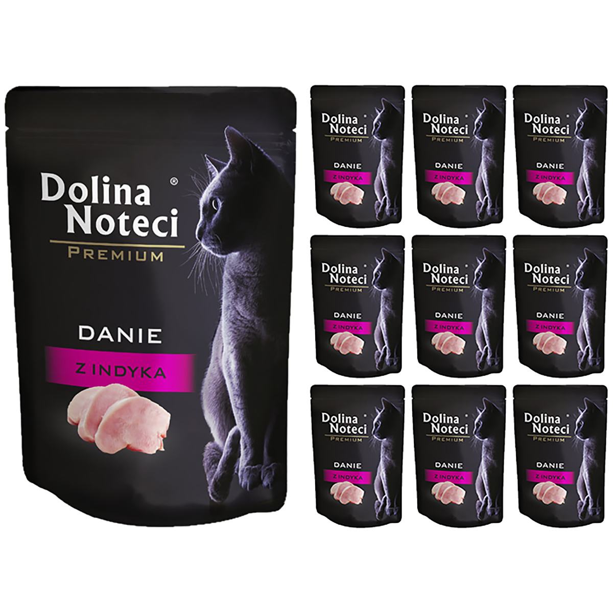 Zestaw mokrej karmy dla kota Dolina Noteci Premium danie z indyka 10 x 85 g