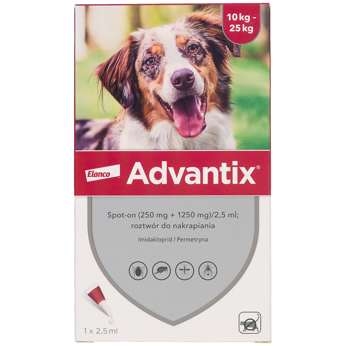 Advantix Spot On 2,5 ml krople na pchły i kleszcze dla ps&oacute;w 10-25 kg