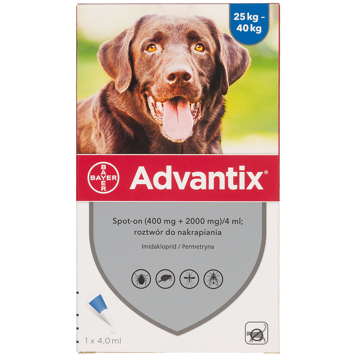 Advantix Spot On 4 ml krople na pchły i kleszcze dla ps&oacute;w 25-40 kg 