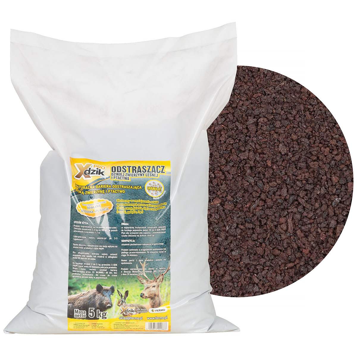 Odstraszacz zapachowy dzik&oacute;w, saren i jeleni X-DZIK PRO w granulacie 5 kg