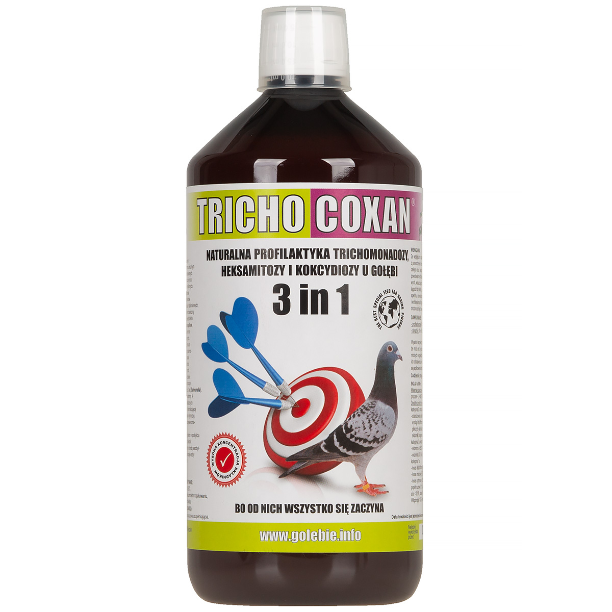 Naturalny preparat ziołowy dla gołębi Patron Tricho-Coxan 1 l