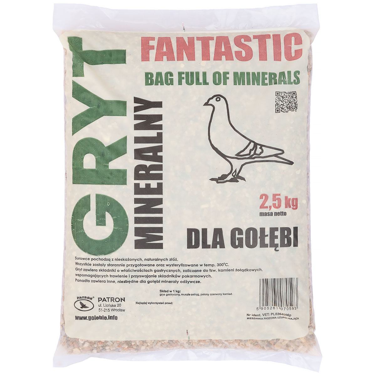 Gryt dla gołębi z muszlami ostryg, czerwonym kamieniem i anyżem Patron Fantastic 2,5 kg