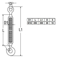 Śruba rzymska 16 mm ocynkowana oko-hak