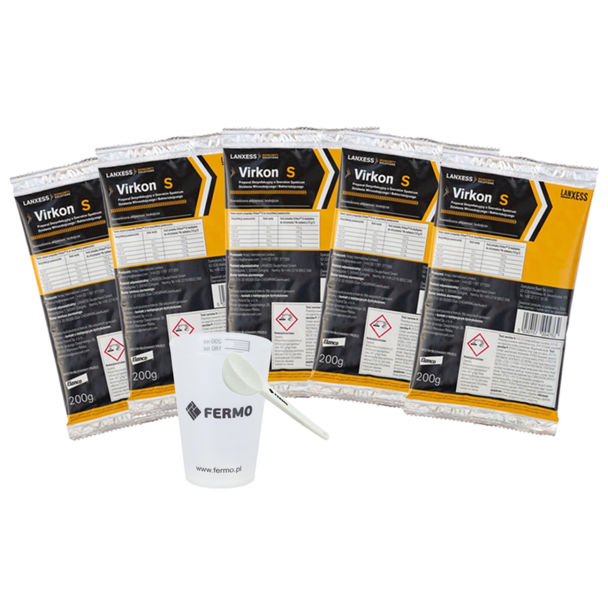 Virkon S 1 kg zestaw 5 x 200 g + łyżka i kubek pomiarowy GRATIS