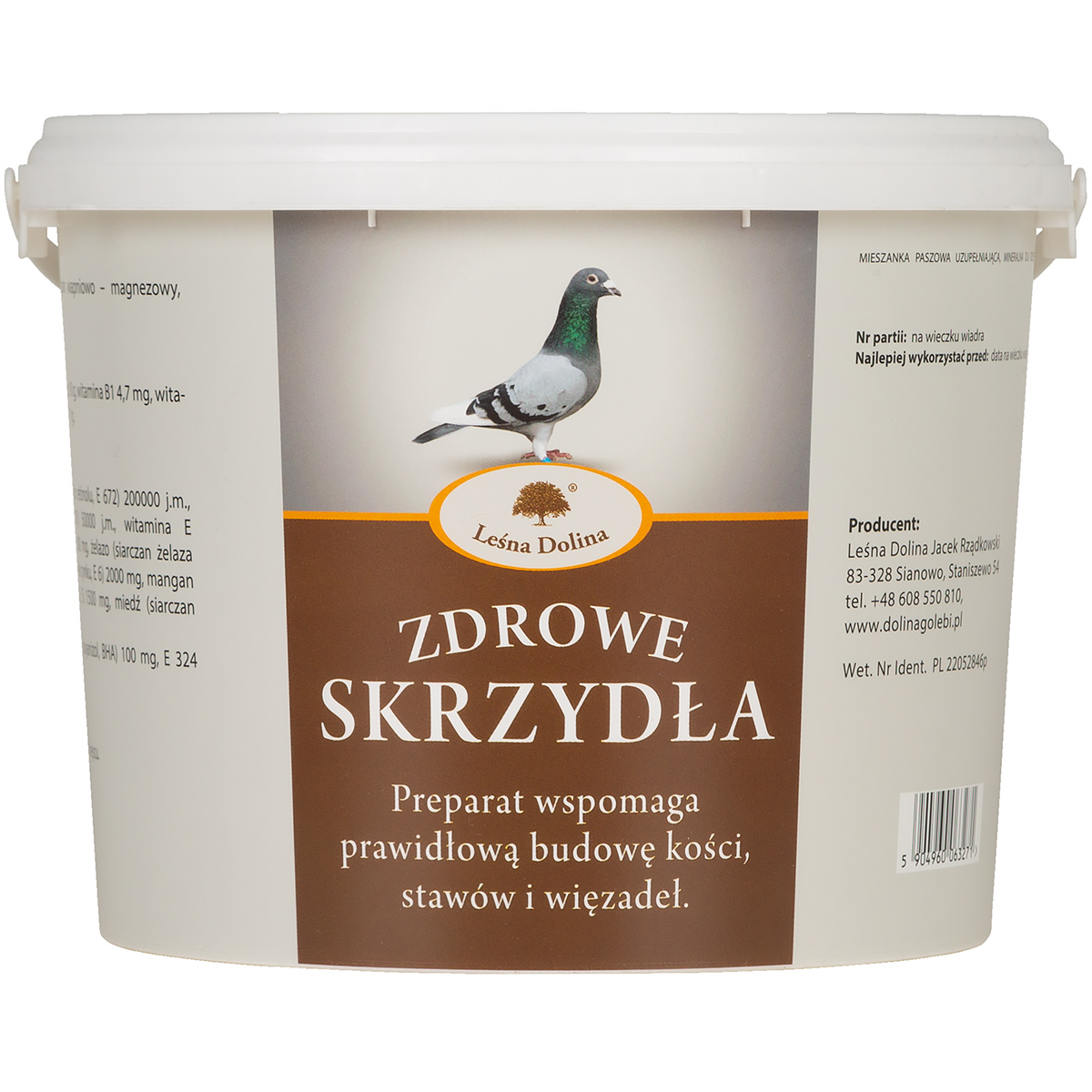 Preparat na zdrowe skrzydła, prawidłową budowe kości, wiązadeł i stawów dla gołębi 2,5 kg 