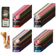 Mokra karma dla psa RAFI MIX smaków w saszetkach zestaw 50 x 500 g
