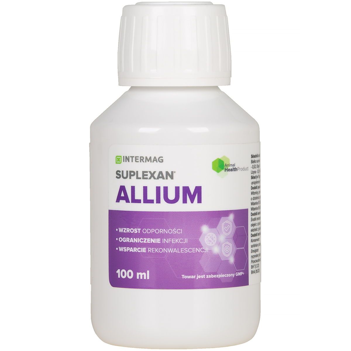 Suplexan ALLIUM naturalny wyciąg czosnku dla kur, trzody na odporność i przeziębienie 100 ml