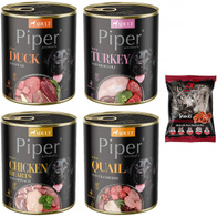 Mokra karma dla psa Piper mix 4 smaków drób 12 x 800 g + gratis