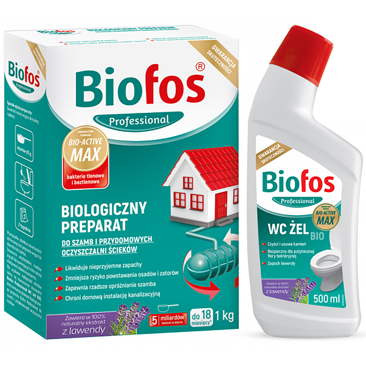 Proszek do szamba Biofos bakterie 1kg + ŻEL WC Eko