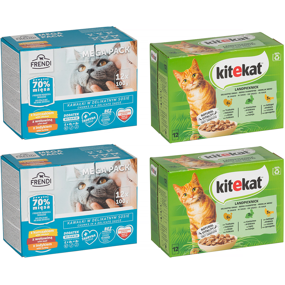 Mokra karma dla kota KITEKAT FRENDI mix smaków w sosie 48 x 85 g