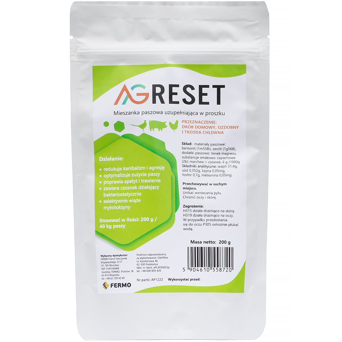 AGRESET 200 g zwalczanie kanibalizmu i agresji u drobiu i trzody