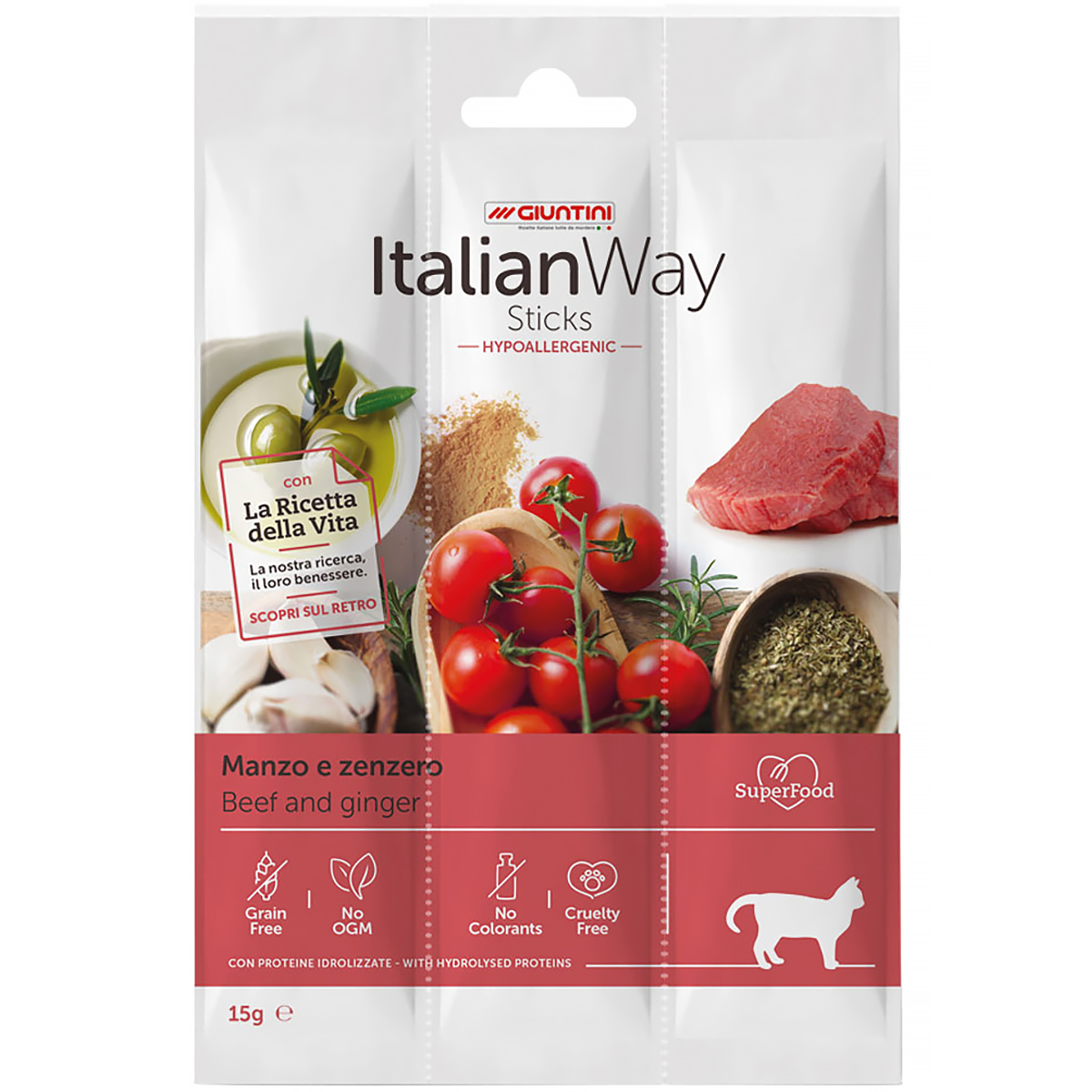 Italian Way przysmak dla kota kabanoski z wołowiną i imbirem 15 g 