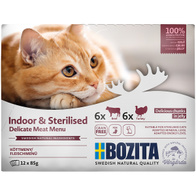Mokra karma dla kota po sterylizacji Bozita Multibox Indoor Sterilised wołowina i indyk w galarecie 12 x 85 g