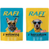 Mokra karma dla psa RAFI Classic mix smaków z wołowiną i kurczakiem w saszetkach 20 x 400 g