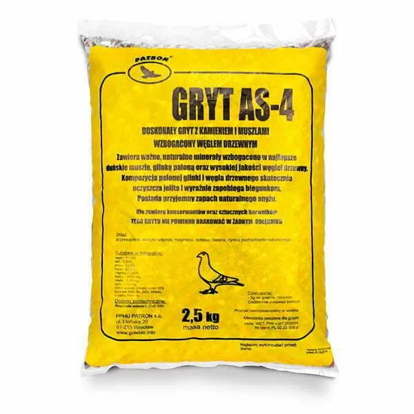 Gryt dla gołębi mineralny z węglem i anyżem Patron AS-4 2,5 kg