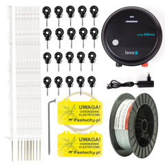 Pastuch elektryczny na dziki 5J 12/230 V zestaw BASIC-250 + paliki 50 szt.