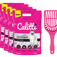 Żwirek dla kotów silikonowy Calitti Crystals zestaw 5 x 3,8l + łopatka