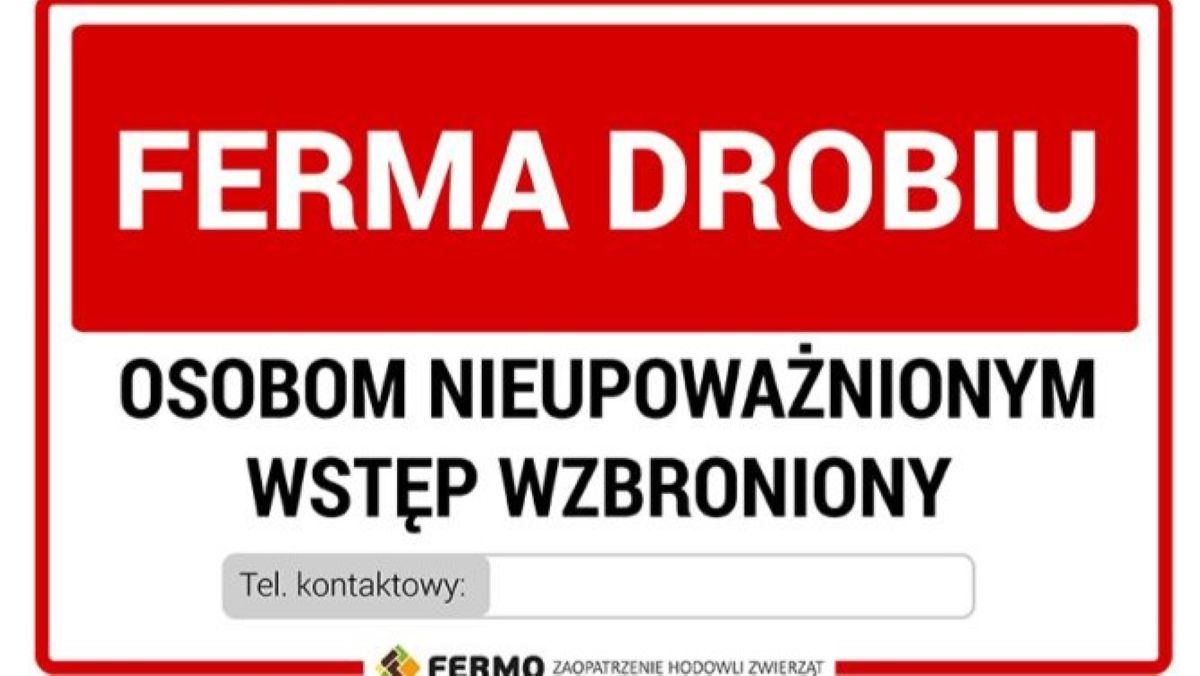 Tabliczka ostrzegawcza Ferma drobiu - nieupoważnionym wstęp wzbroniony