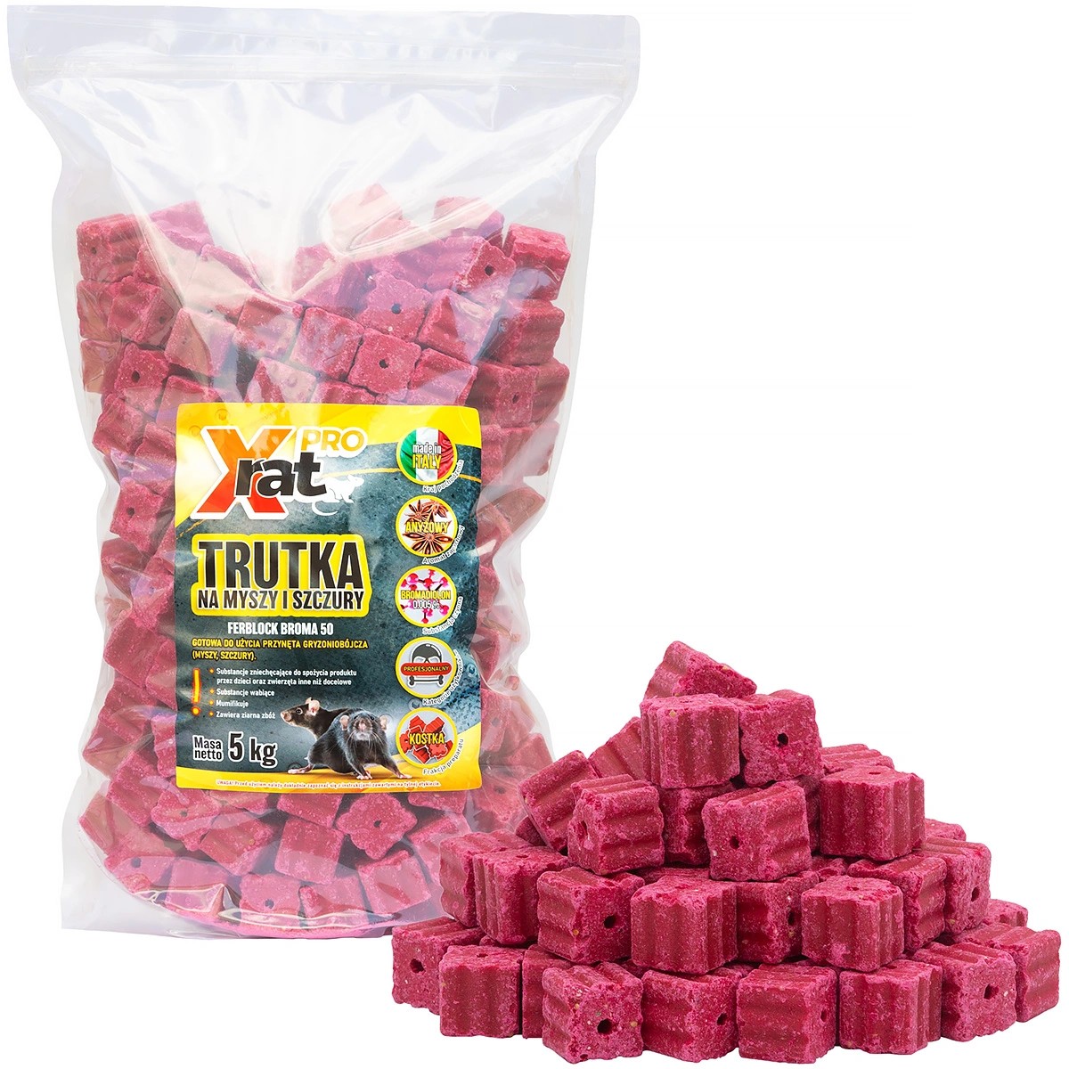 Trutka na myszy i szczury w kostce X-RAT PRO 5 kg